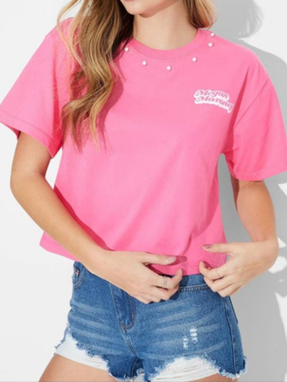 Megan Moroney Women's Pink Crop Tee - Casual Short Sleeve